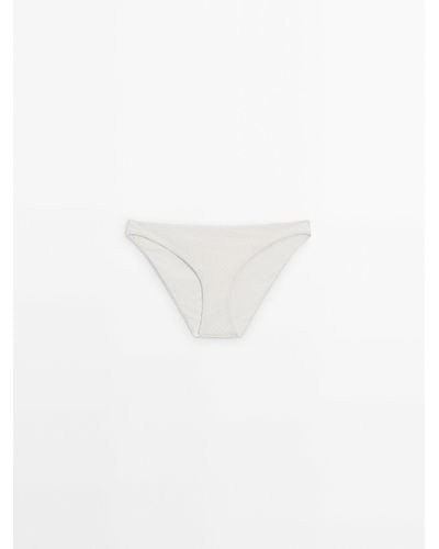 MASSIMO DUTTI Textured Bikini Bottoms - White