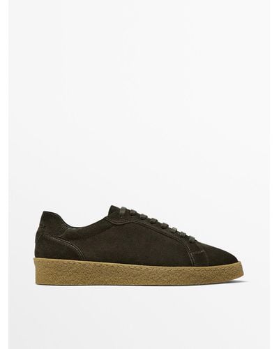 MASSIMO DUTTI Split Suede Sneakers With Crepe Soles - Green