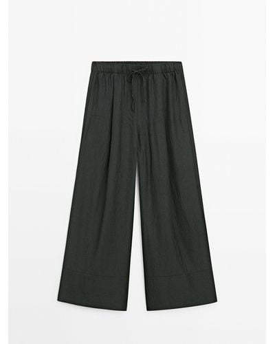 MASSIMO DUTTI Satin Pants With Elasticated Waistband And Double Hems - Multicolor
