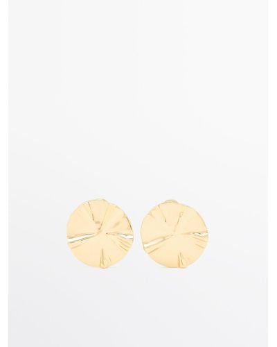 MASSIMO DUTTI Earrings With Textured Piece Detail - Natural