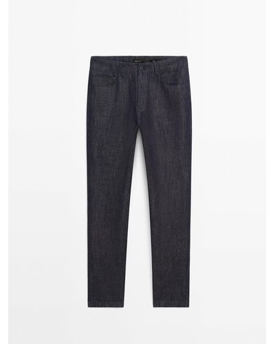 MASSIMO DUTTI Cotton Blend Tapered Fit Jeans - Blue