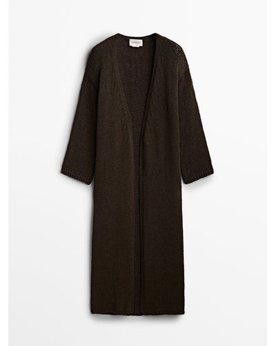 MASSIMO DUTTI Long Cardigan With Side Slit - Limited Edition - Black