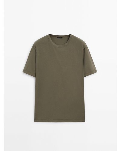 MASSIMO DUTTI Faded Short Sleeve T-Shirt - Green