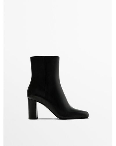 MASSIMO DUTTI High-Heel Ankle Boots - Black