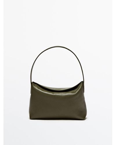MASSIMO DUTTI New '90s Nappa Leather Shoulder Bag - Green