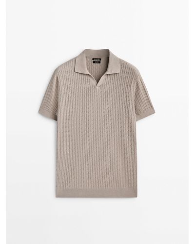MASSIMO DUTTI Cable-knit Polo Sweater - Gray
