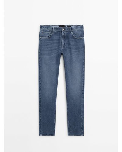 MASSIMO DUTTI Slim-Fit Stonewash Jeans - Blue