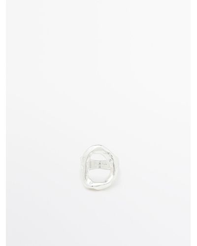 MASSIMO DUTTI Ring With Textured Detail - White