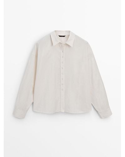 MASSIMO DUTTI Cropped Shirt With Button Details - White