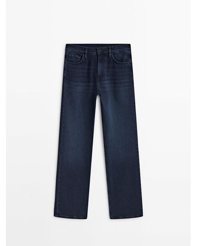 MASSIMO DUTTI Straight Fit High-Waist Jeans - Blue