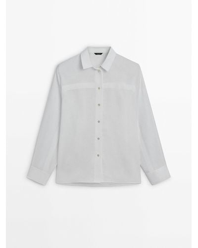 MASSIMO DUTTI Cotton And Linen Blend Shirt - White