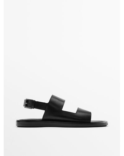 MASSIMO DUTTI Black Leather Sandals - Limited Edition - White