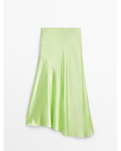 MASSIMO DUTTI Flowing Silk Skirt - Studio - Green