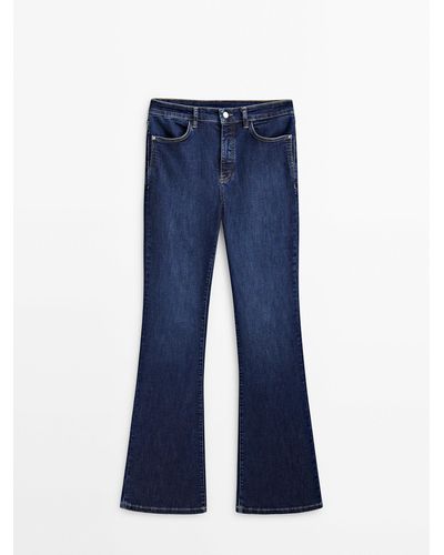 MASSIMO DUTTI High-Waist Skinny Flare Jeans - Blue
