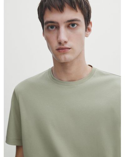 MASSIMO DUTTI T-Shirt Aus Mercerisierter Baumwolle - Multicolor - M - Grün