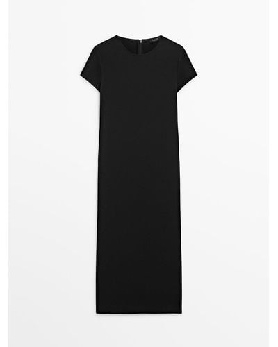 MASSIMO DUTTI Short Sleeve Dress - Black