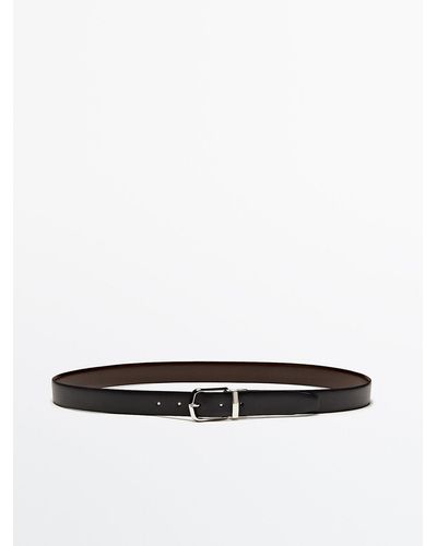 MASSIMO DUTTI Reversible Leather Belt - White