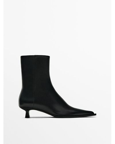 MASSIMO DUTTI Heeled Ankle Boots With Welt Detail - Black