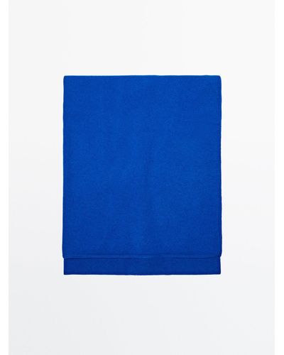 MASSIMO DUTTI Fine Knit Wool And Cashmere Scarf - Blue