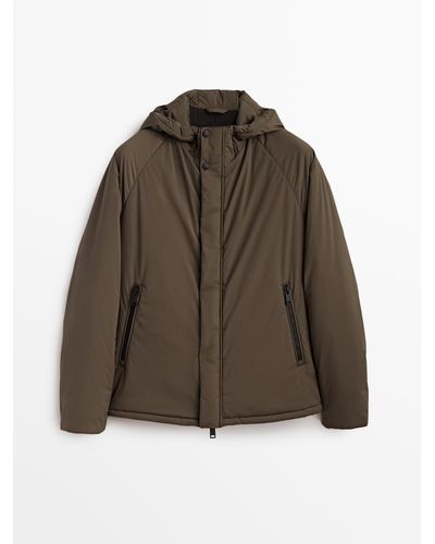 MASSIMO DUTTI Short Parka With Hood - Brown