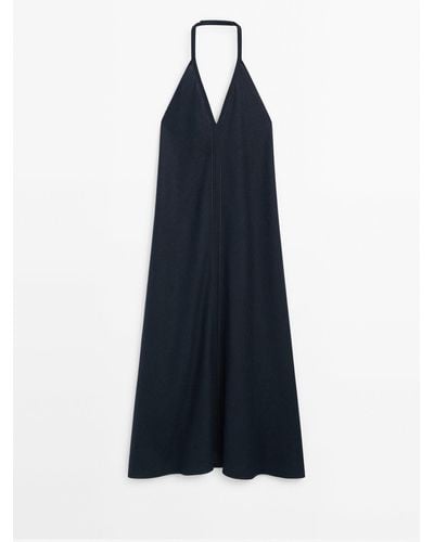 MASSIMO DUTTI Strappy Open-Back Dress - Blue