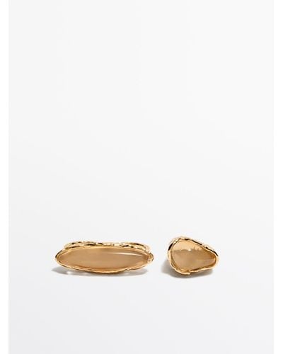 MASSIMO DUTTI Pack Of Rings With Resin Detail - White