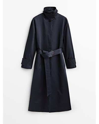 MASSIMO DUTTI Navy Blue Trench Jacket - Limited Edition