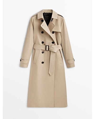 MASSIMO DUTTI Trench Coat With Belt - Natural