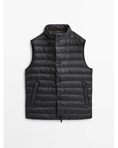 MASSIMO DUTTI Lightweight Down Quilted Vest - Black