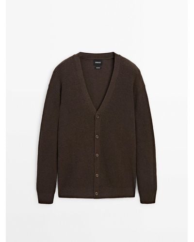 MASSIMO DUTTI Knit Cardigan With Buttons - Brown