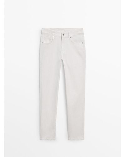 MASSIMO DUTTI Mid-Waist Slim-Cropped-Fit Jeans - White