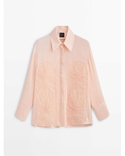 MASSIMO DUTTI Shirt With Wavy Detail. Studio - Pink