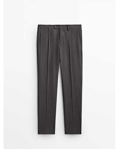 MASSIMO DUTTI Gray Bi-stretch Wool Suit Pants