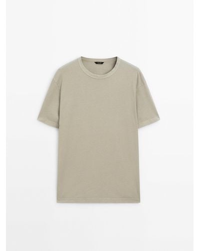 MASSIMO DUTTI Faded Short Sleeve T-Shirt - Natural