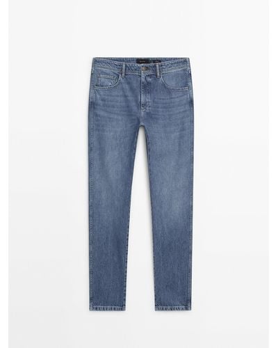 MASSIMO DUTTI Relaxed Fit Dirty Wash Jeans - Blue