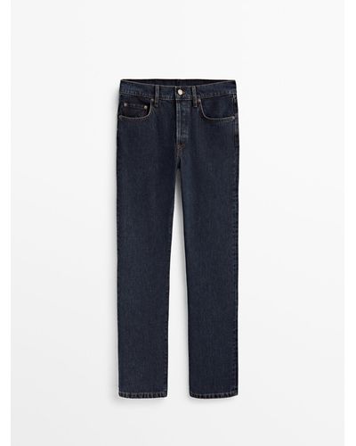 MASSIMO DUTTI Straight Fit High-waist Jeans - Blue