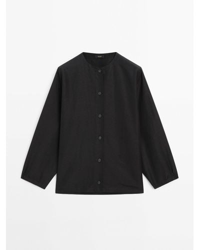 MASSIMO DUTTI Textured Shirt With Buttons - Black