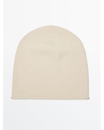 MASSIMO DUTTI Fine Knit Wool And Cashmere Beanie - Natural