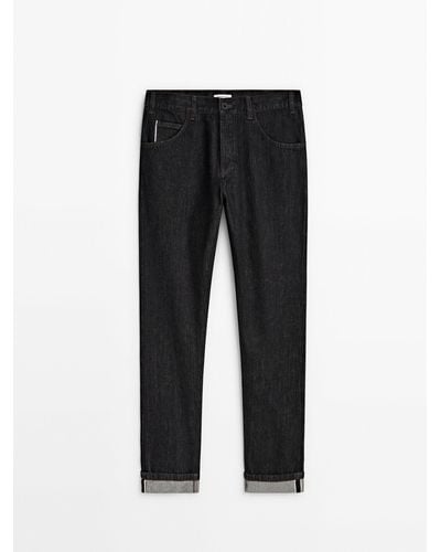 MASSIMO DUTTI Straight-Fit Selvedge Jeans - Black