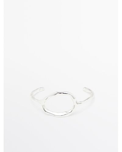 MASSIMO DUTTI Open Bracelet With Textured Detail - White