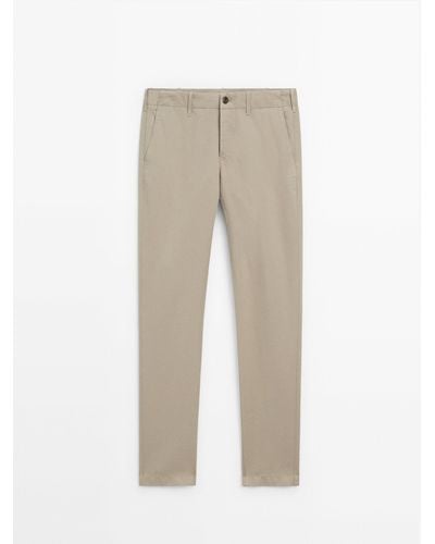 MASSIMO DUTTI Linen And Cotton Blend Tapered-Fit Chinos - Natural