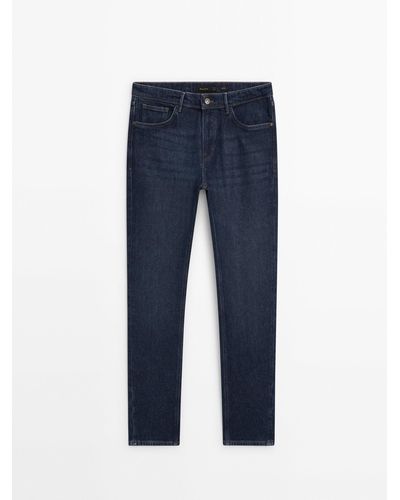 MASSIMO DUTTI Slim-Fit Enzymatic Jeans - Blue