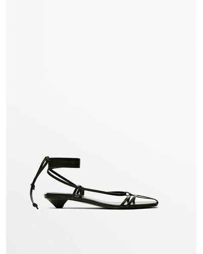MASSIMO DUTTI Multi-Strap Heeled Sandals - White