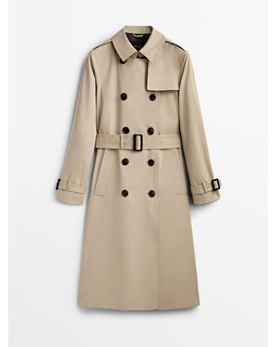 MASSIMO DUTTI Trench Coat With Belt - Natural