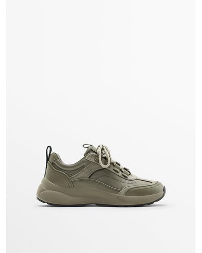 MASSIMO DUTTI Leather Sneakers - Green