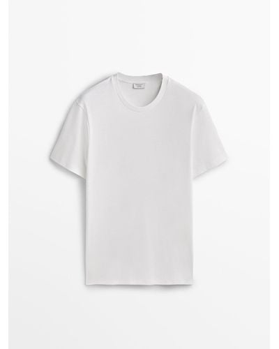 MASSIMO DUTTI Relaxed Fit Short Sleeve Cotton T-Shirt - White
