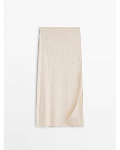 MASSIMO DUTTI Textured Knit Skirt - White