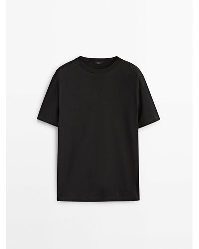 MASSIMO DUTTI 100% Cotton Medium Weight T-shirt - Black