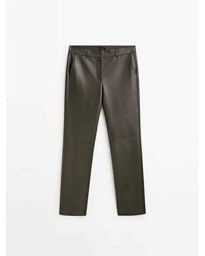 MASSIMO DUTTI Nappa Leather Chino Pants - Gray