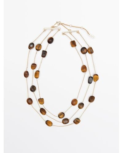 MASSIMO DUTTI Tiger’S Eye Stone Necklace - Natural